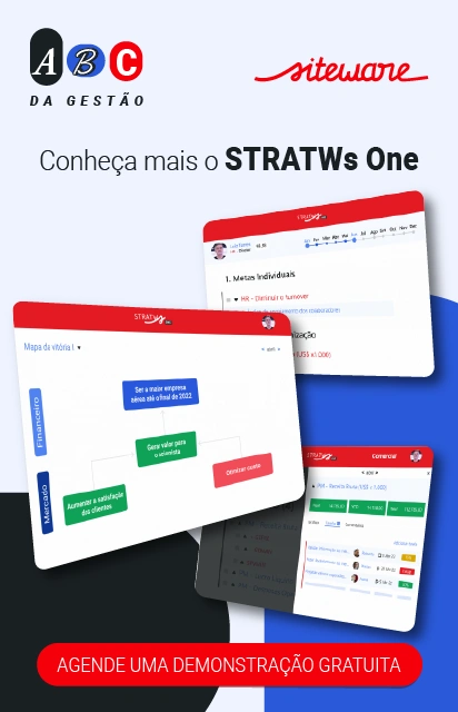 Banner com telas do Stratws One e convite para demonstração gratuita