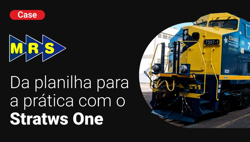 Capa do case MRS Logística Da planilha para a prática, com locomotiva da empresa